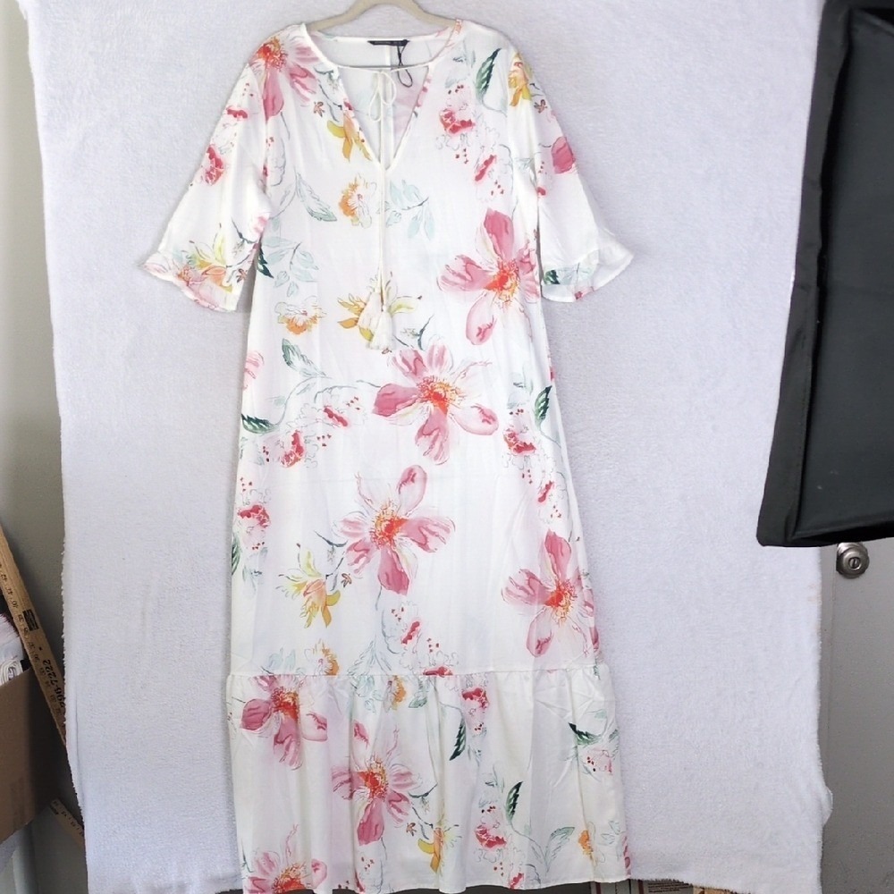 NORACORA Women's Floral Resort Coastal Maxi Dress Size XL